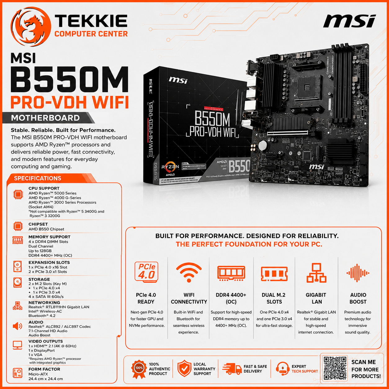 MSI B550M PRO-VDH WIFI MOTHERBOARD