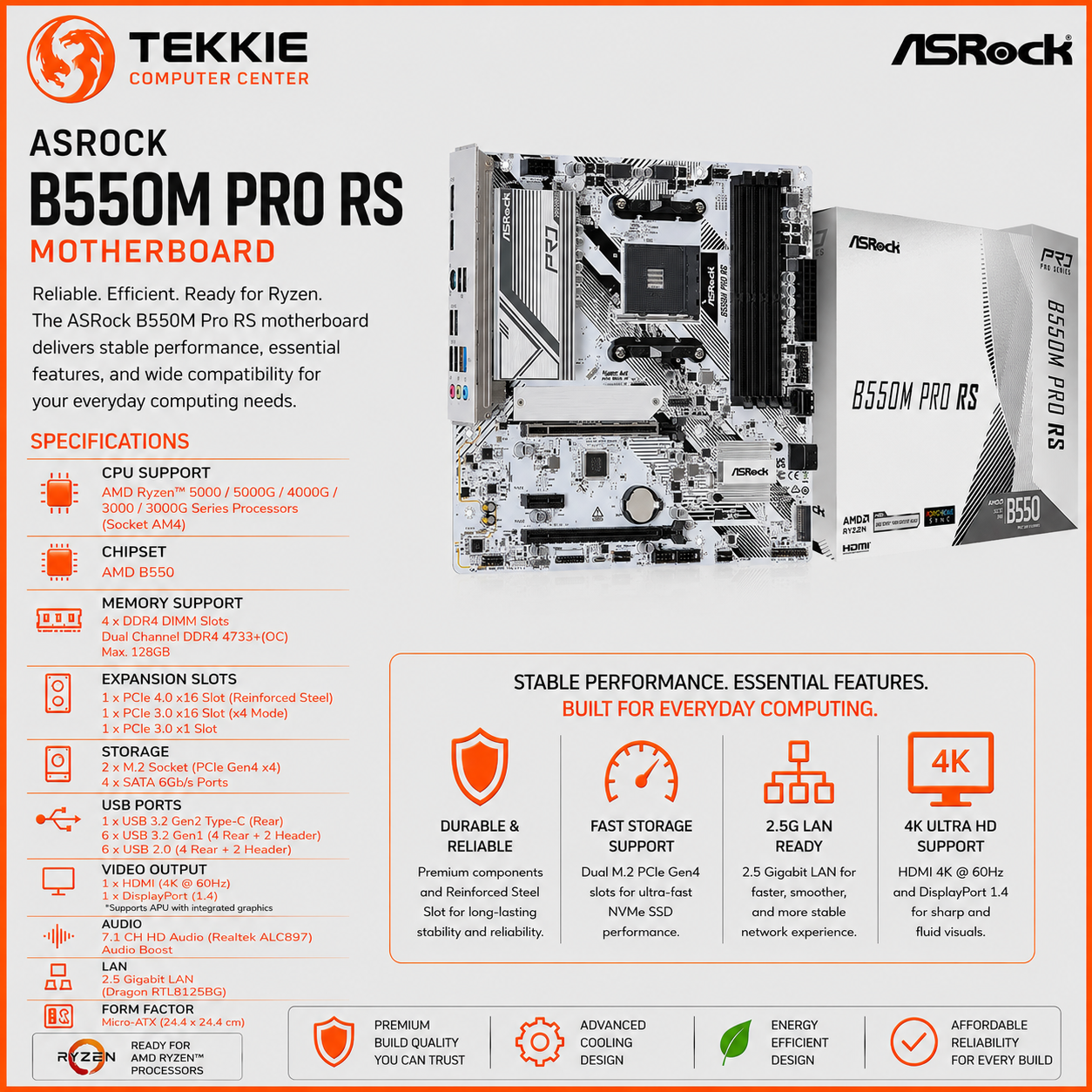 ASROCK B550M PRO RS MOTHERBOARD