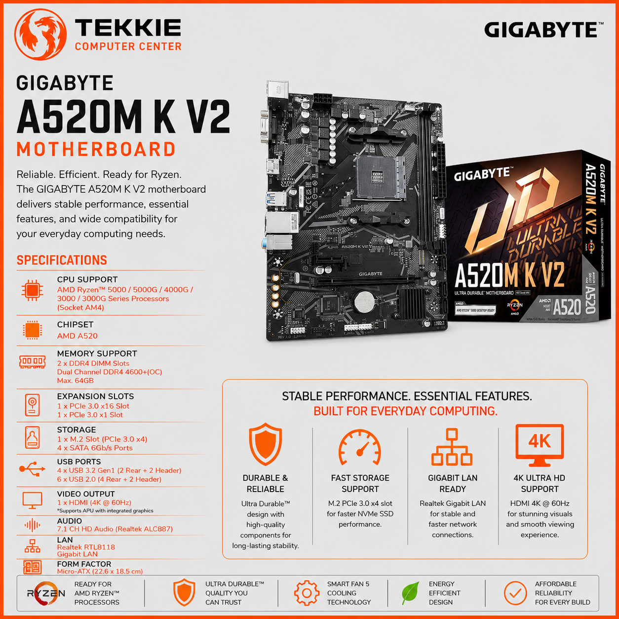 GIGABYTE A520M-K V2 MOTHERBOARD