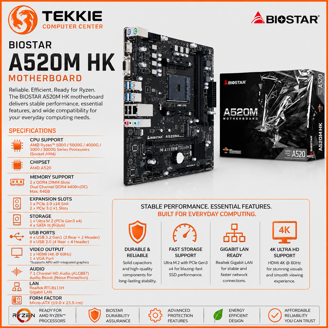 BIOSTAR A520M HK MOTHERBOARD