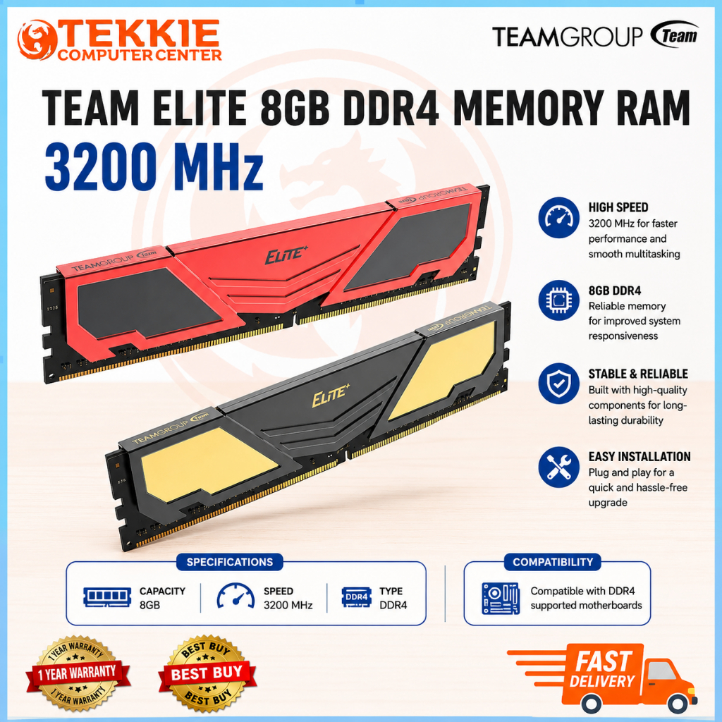 TEAM ELITE 8GB 3200MHZ DDR4 RAM